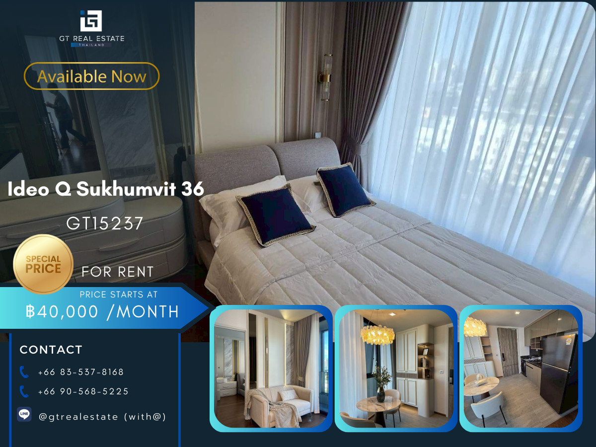 For RentCondoSukhumvit, Asoke, Thonglor : Condo Ideo Q Sukhumvit 36, convenient travel, next to the BTS Skytrain, has a shuttle, beautiful room, fully furnished. Ready to move in!!