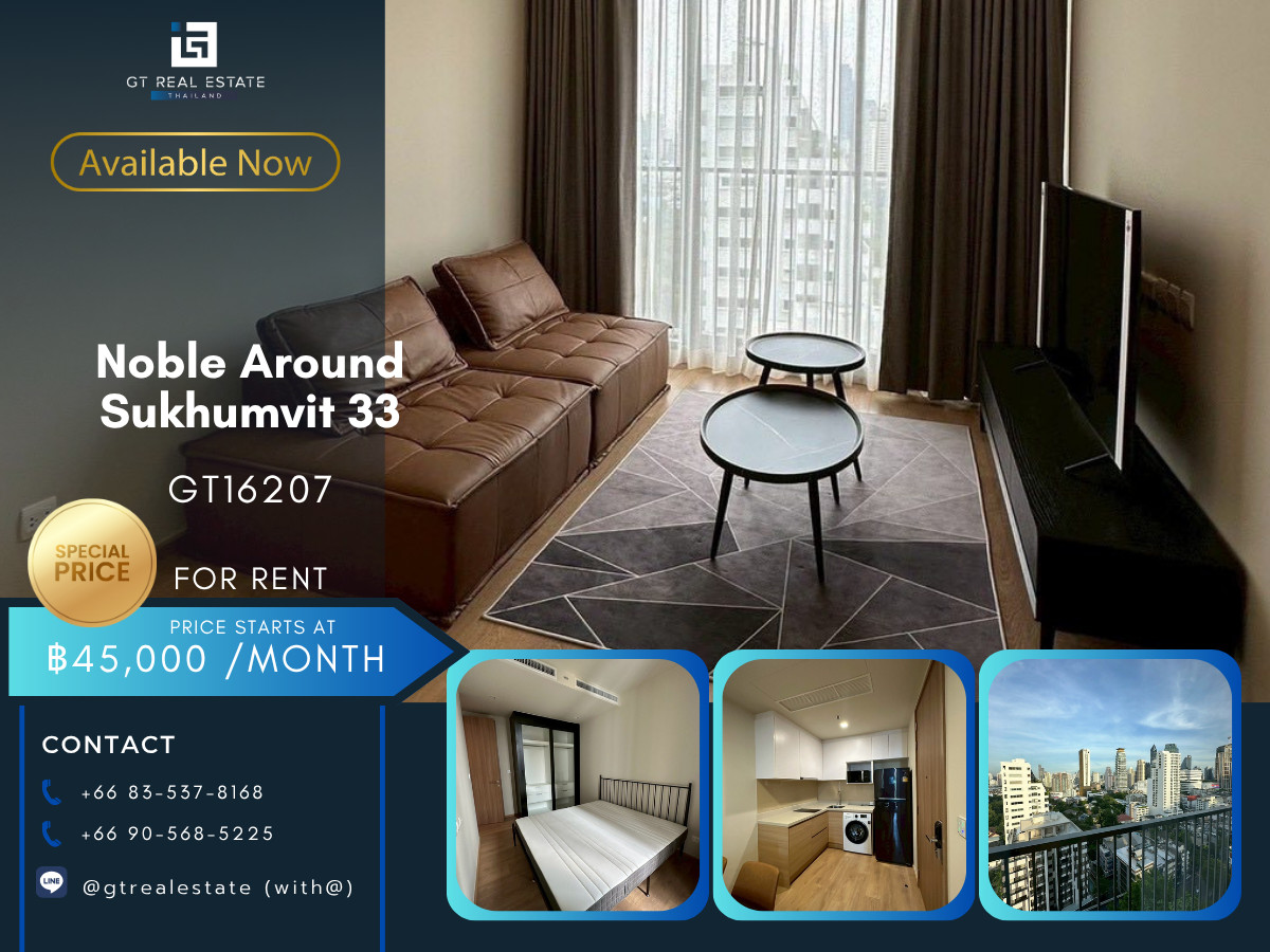 For RentCondoSukhumvit, Asoke, Thonglor : 💎 GT16207 | Condo Noble Around 33, convenient travel, near BTS, there is a shuttle, beautiful room, fully furnished, ready to move in!!