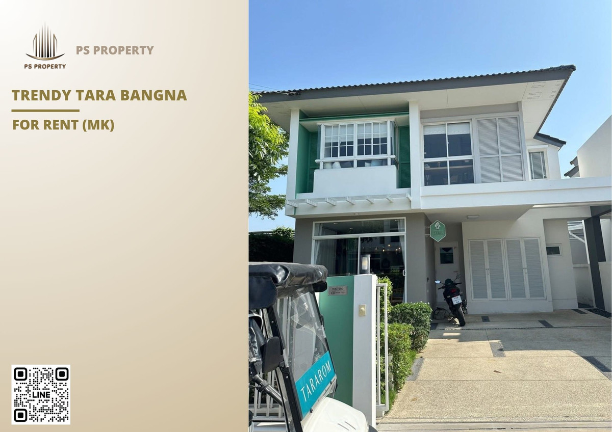 For RentHouseSamut Prakan,Samrong : Single house for rent 📍 Trendy Tara Bangna 📍 3 bedrooms, 3 bathrooms, new house with complete furniture and appliances