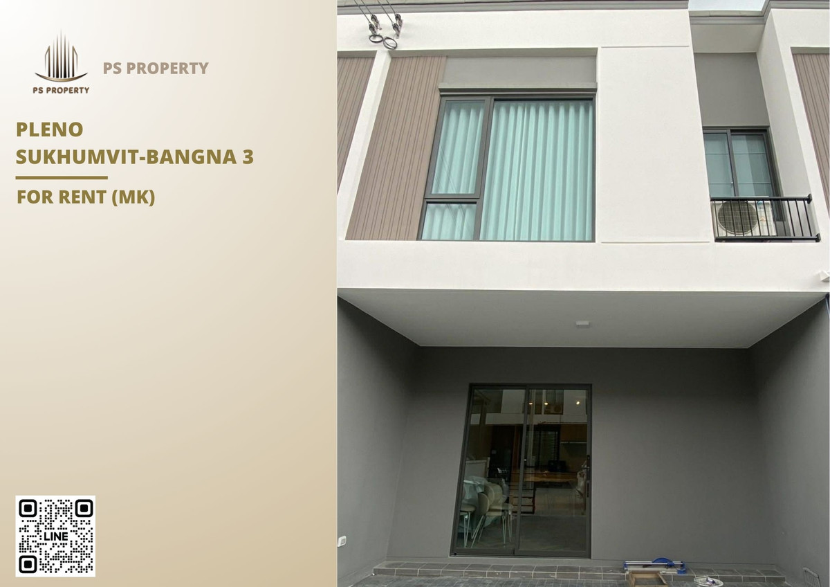 For RentTownhomeBangna, Bearing, Lasalle : Townhouse for rent ✨ Pleno Sukhumvit-Bangna 3 ✨ 3 bedrooms, 3 bathrooms, fully furnished and equipped with appliances.