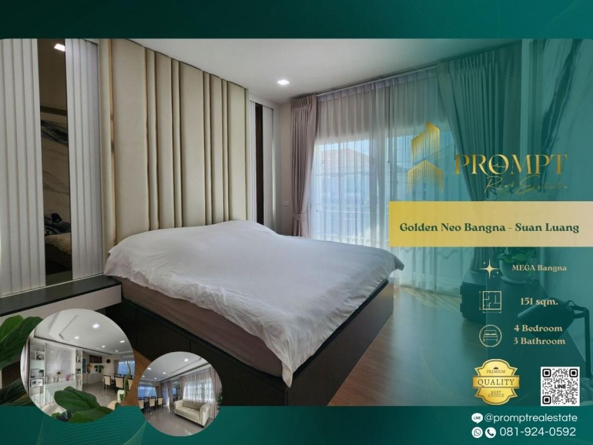 ให้เช่าบ้านลาดกระบัง สุวรรณภูมิ : GH01311 - Golden Neo Bangna - Suan Luang :  โกลเด้น นีโอ บางนา - สวนหลวง - #Megabangna #InternationalSchool(PanAsiaInternationalSchool/Concordian) #SuvarnabhumiAirport #BangnaSuanLuang

Premium Bangna–Suan Luang suburban enclave offering refined comfort,