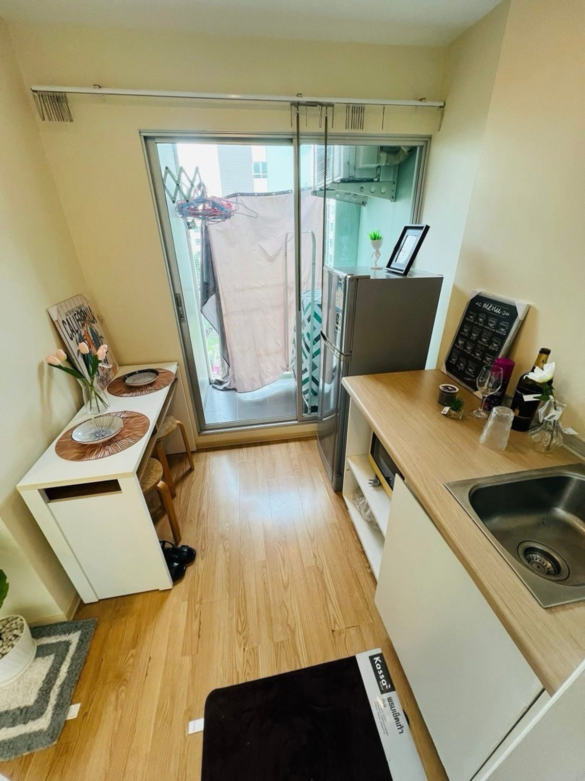 For SaleCondoOnnut, Udomsuk : 💫 Selling “Lumpini Ville On Nut 46”. Two units available in Building D and C1, 5th floor, facing the 7-Eleven. 💸 Price 1.39 million baht. The units are newly renovated. Building C1, 5th floor, 23 sq.m., street view. 7-Eleven is located under the building.