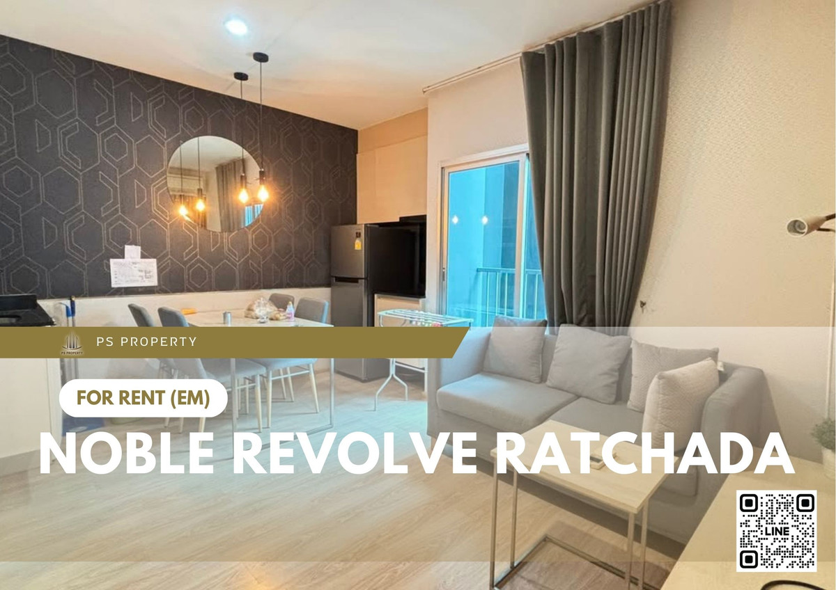 For RentCondoRatchadapisek, Huaikwang, Suttisan : For rent 🔥 Noble Revolve Ratchada 🔥 2 bedrooms, 2 bathrooms, fully furnished and equipped, near MRT