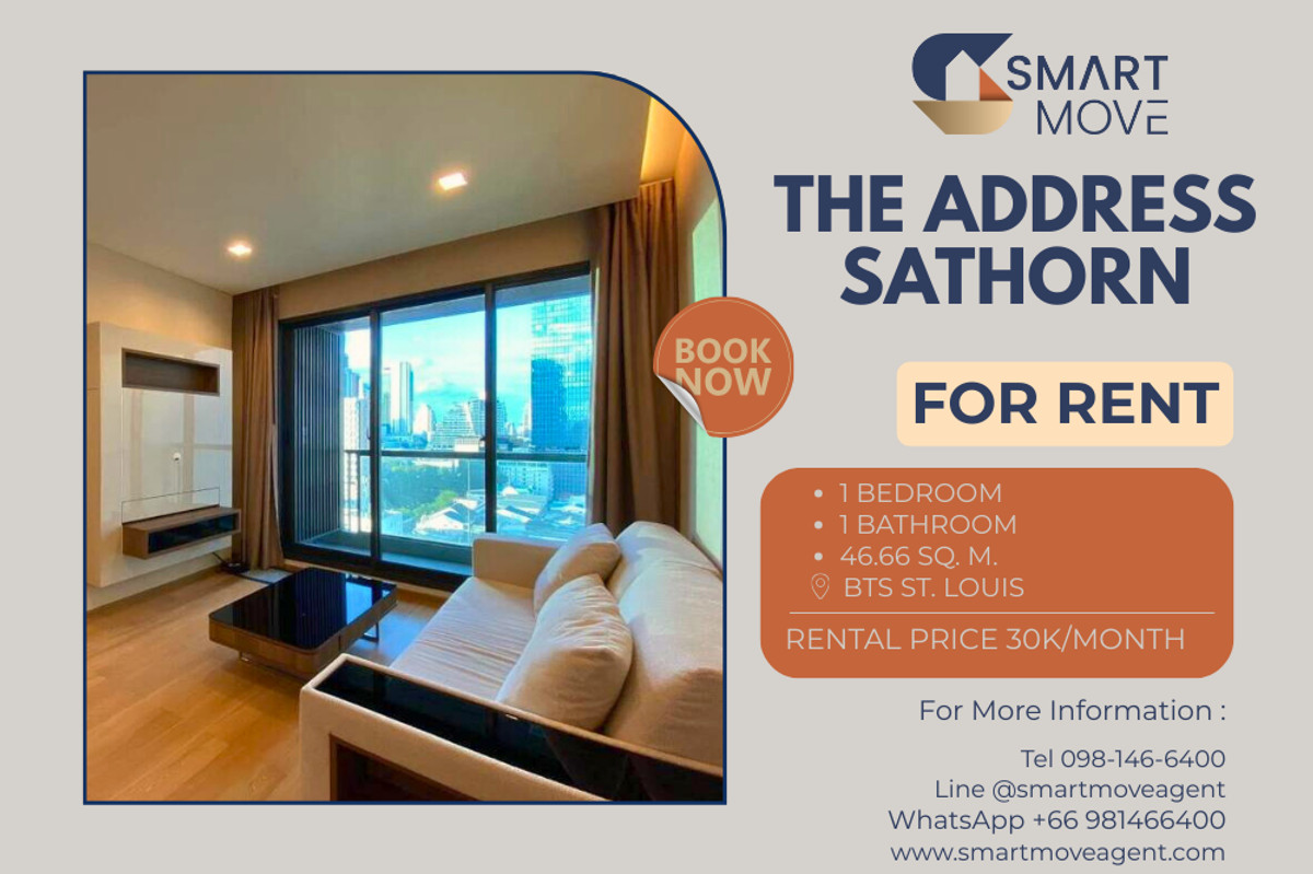 For RentCondoSathorn, Narathiwat : 🔥 For Rent !! nice view, Spacious room, East Facing, There is a bathtub!! 🔥 Code C20221201391..........The Address Sathorn, 1 bedroom, 1 bathroom, furnished, ready to move in📣📣