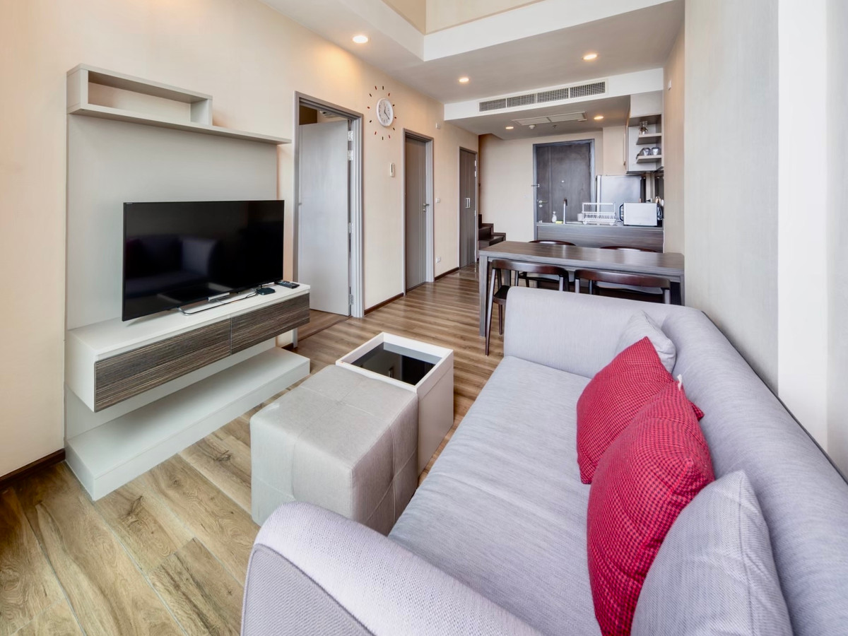 For RentCondoWongwianyai, Charoennakor : For Rent: Teal Taksin – High-Floor Duplex with River View | 2 Bedrooms, 2 Bathrooms, 86 sq.m.