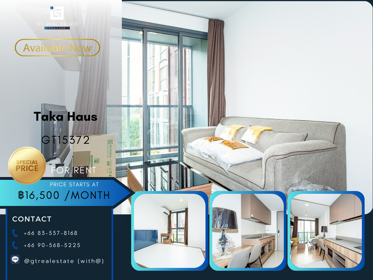 For RentCondoSukhumvit, Asoke, Thonglor : Taka Haus Condo, convenient travel, close to BTS, has a shuttle, beautifully decorated room, fully furnished. Urgent, very good price!! Ready to reserve quickly!!!