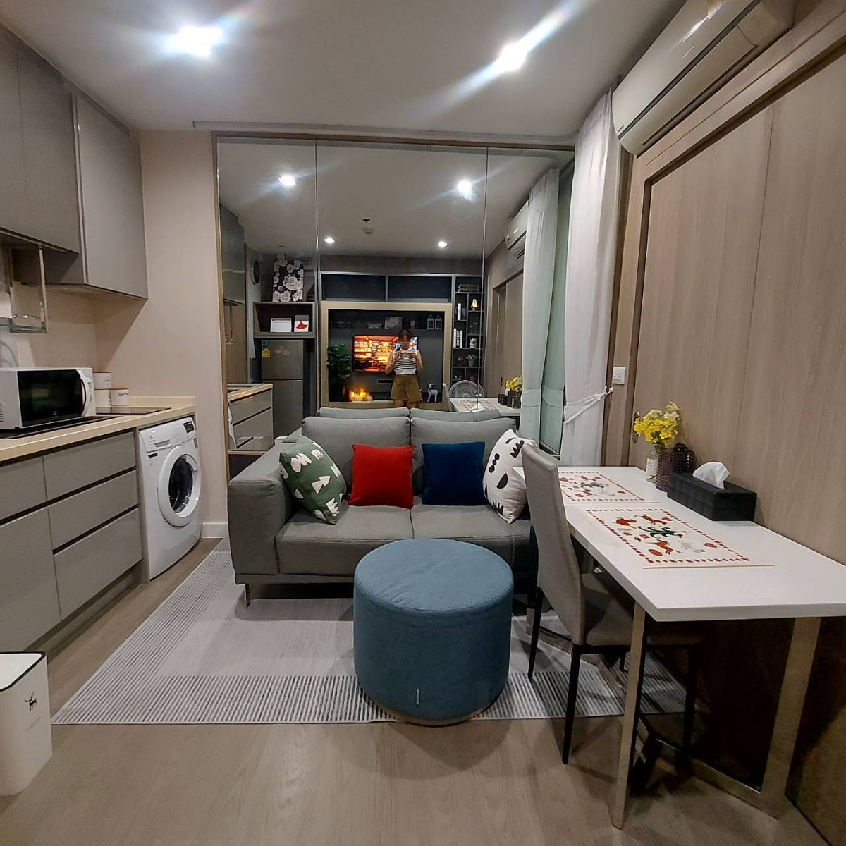 For SaleCondoRama9, Petchburi, RCA : Condo for sale, A Space ID Asoke-Ratchada, 1 bedroom, high floor, very beautiful, MRT Rama 9.