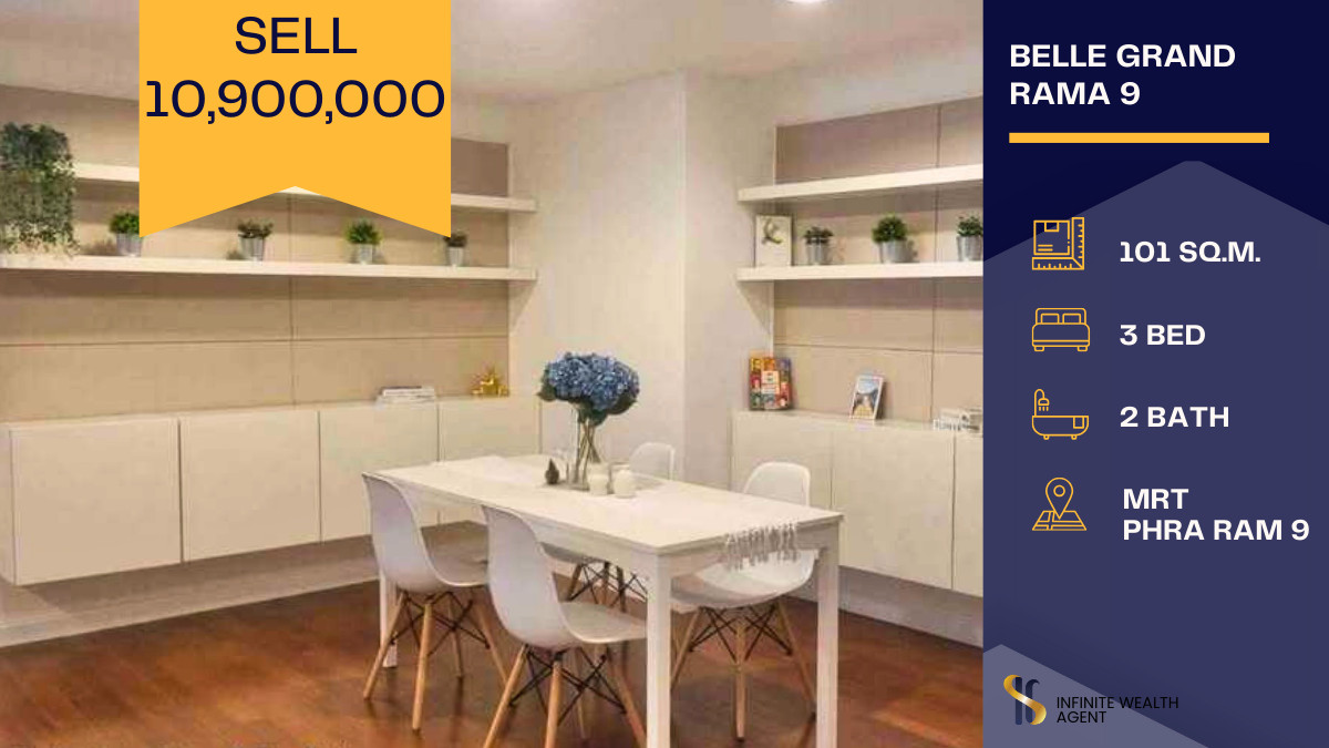 ขายคอนโดพระราม 9 เพชรบุรีตัดใหม่ RCA : คอนโดไซซ์บ้าน! 🏡✨ Belle Grand Rama 9 ห้องใหญ่ 3 ห้องนอน เหมาะมากสำหรับครอบครัว ❤️