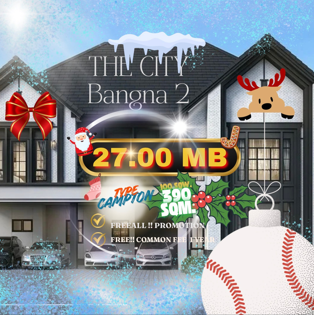 For SaleHouseBangna, Bearing, Lasalle : 🔥🔥 Single house for sale, buy directly from project 🔥🔥 𝙏𝙮𝙥𝙚 𝘾𝘼𝙈𝙋𝙏𝙊𝙉 - 𝐓𝐇𝐄 𝐂𝐈𝐓𝐘 Bangna 𝟐 Large size single house. English style near 𝐌𝐄𝐆𝐀 Bangna , 𝙋𝙧𝙞𝙘𝙚 𝟐𝟕 𝙈𝘽 ☎️ 𝟎𝟗𝟓𝟗𝟒𝟏𝟓𝟗𝟗𝟗