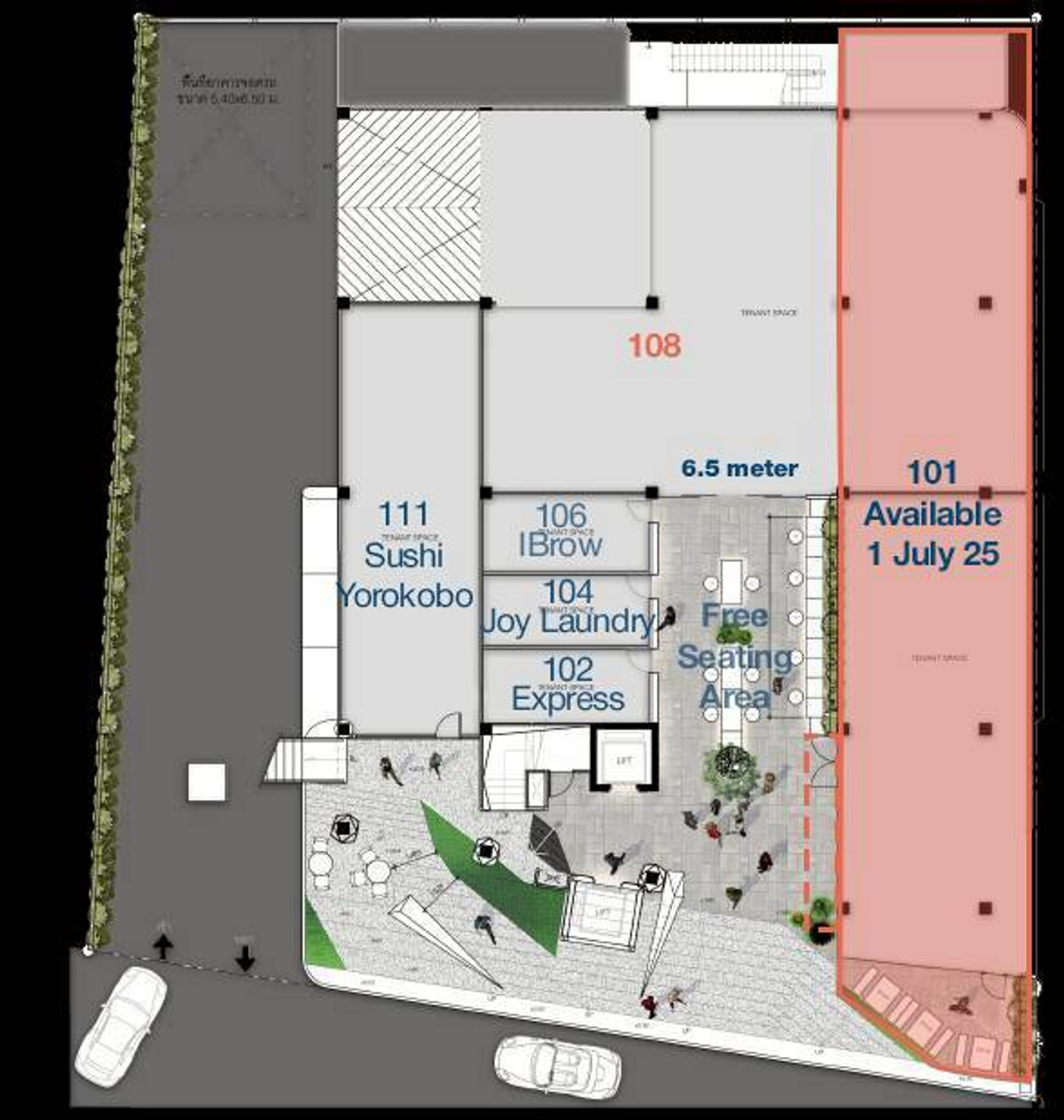 For RentOfficeSukhumvit, Asoke, Thonglor : Space for rent, Blue Chips Thonglor 10, corner area on the front floor. Good location suitable for doing business (N.1888)