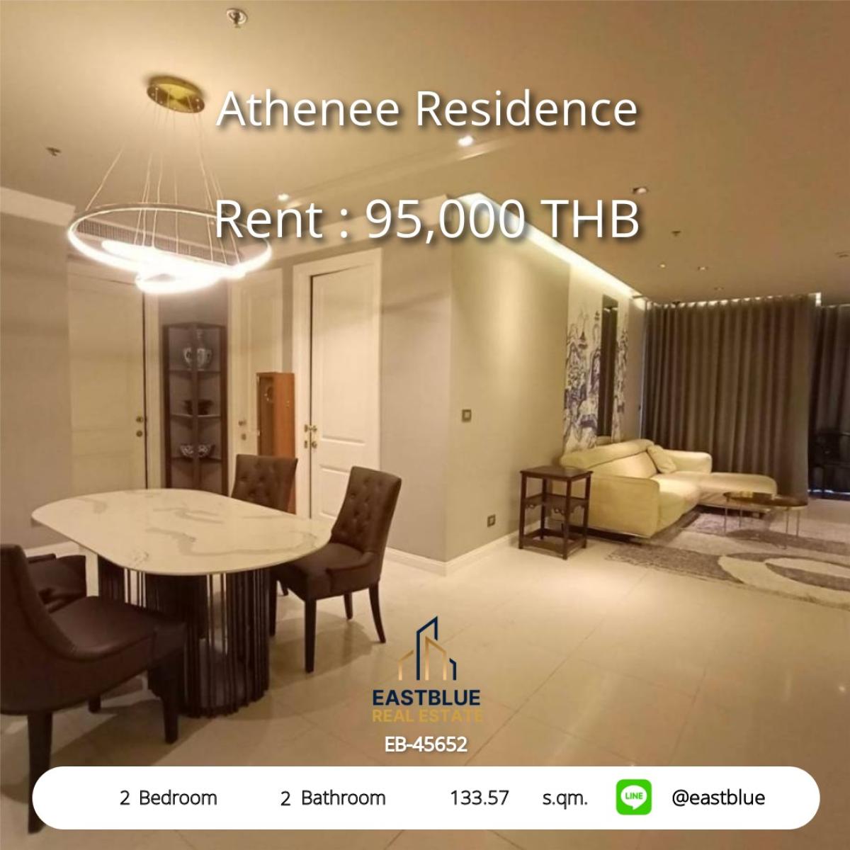ให้เช่าคอนโดวิทยุ ชิดลม หลังสวน : Luxury 2 Bed Condo at Athenee Residence – Prime Phloen Chit Location! 
Fully Equipped 133.57 sqm, Only 95,000 THB/Month – Walk to BTS & Top Malls!