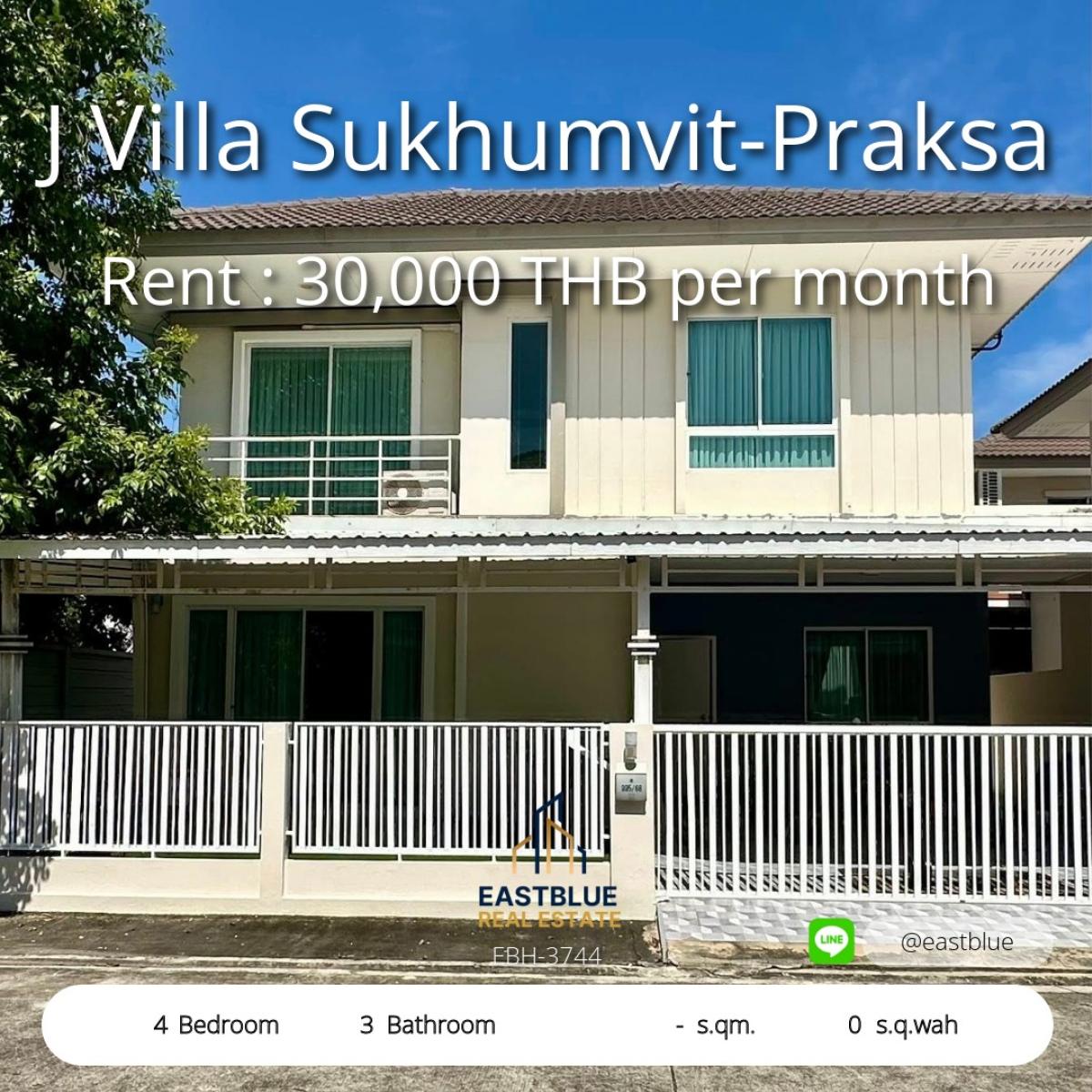 ให้เช่าบ้านสมุทรปราการ สำโรง : บ้านเดี่ยว 4 ห้องนอน ใกล้สุขุมวิท ทำเลทองพร้อมเข้าอยู่ 
เช่าหรือซื้อได้ ราคาเพียง 30,000 บาทต่อเดือน โอกาสดีไม่ควรพลาด