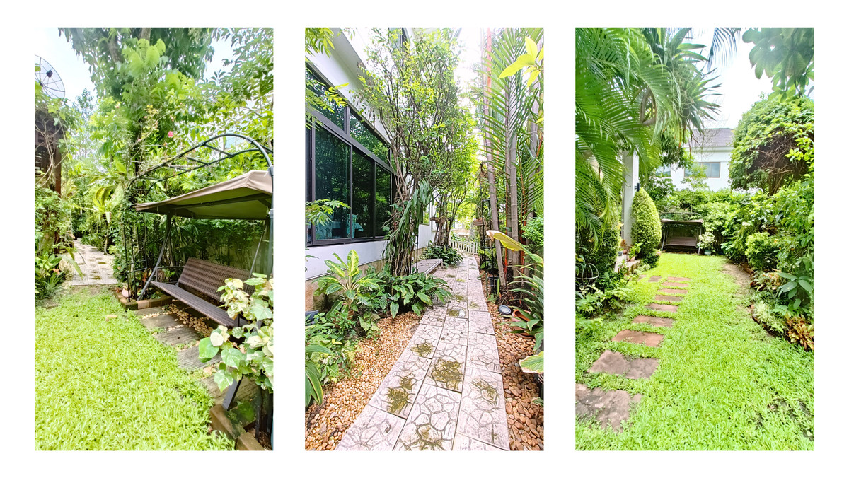 For RentHouseLadkrabang, Suwannaphum Airport : Single house for rent, back on the edge, not next to other houses on 3 sides, Perfect Masterpiece Sukhumvit 77, 87.1 sq m, north side, 4 bedrooms, 4 bathrooms, next to Robinson Lat Krabang, 10 minutes to the motorway and Suvarnabhumi Airport.