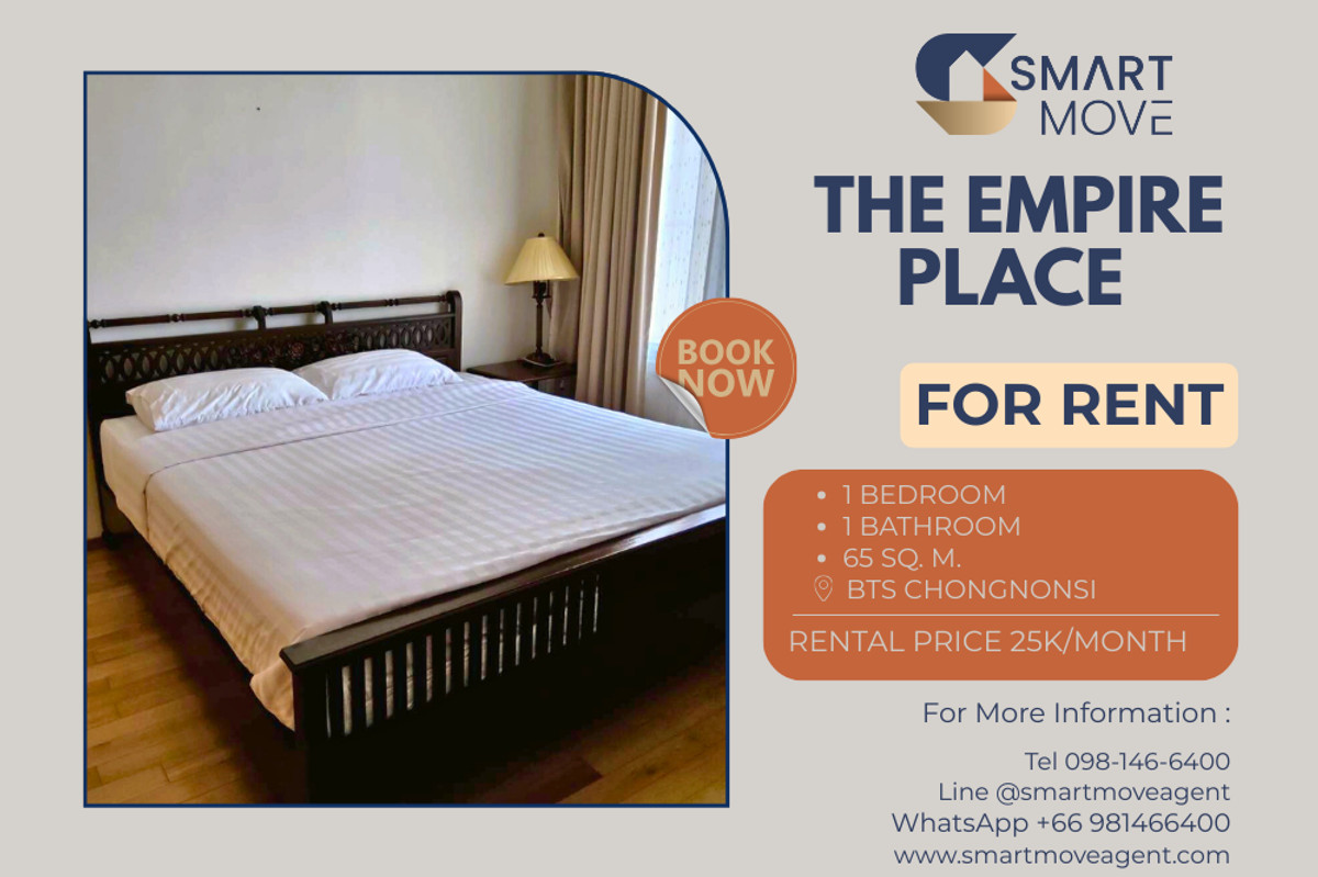 For RentCondoSathorn, Narathiwat : 🔥 For Rent !! big size, high floor 11++, rare item, North Facing!! 🔥 Code C20221201723..........The Empire Place, 1 bedroom, 1 bathroom, furnished, ready to move in 📣📣