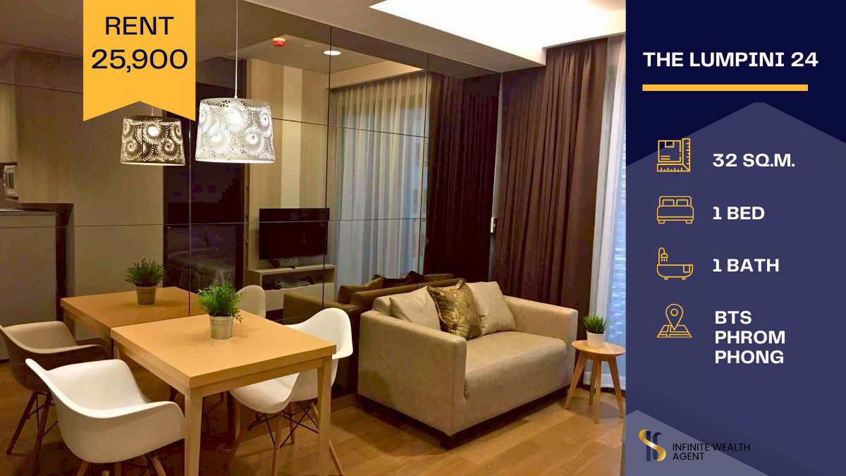 For RentCondoSukhumvit, Asoke, Thonglor : Stylish, elegant, and classy living! ✨ The Lumpini 24 Only 25,900 THB/month 💎 Beautifully decorated unit with full furniture 🛋️