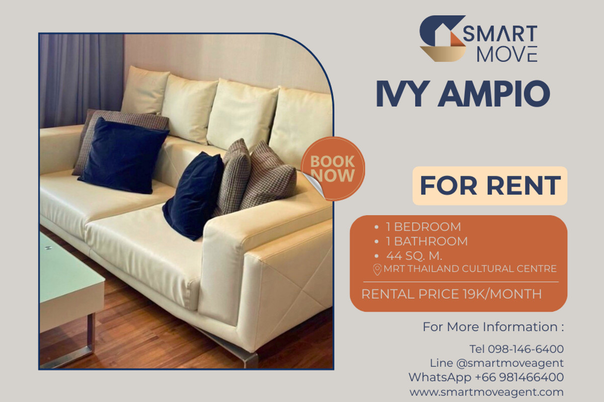 For RentCondoRatchadapisek, Huaikwang, Suttisan : 🔥 For Rent !! 🔥 Code C20230109004..........Ivy Ampio, 1 bedroom, 1 bathroom, furnished, ready to move in📣📣