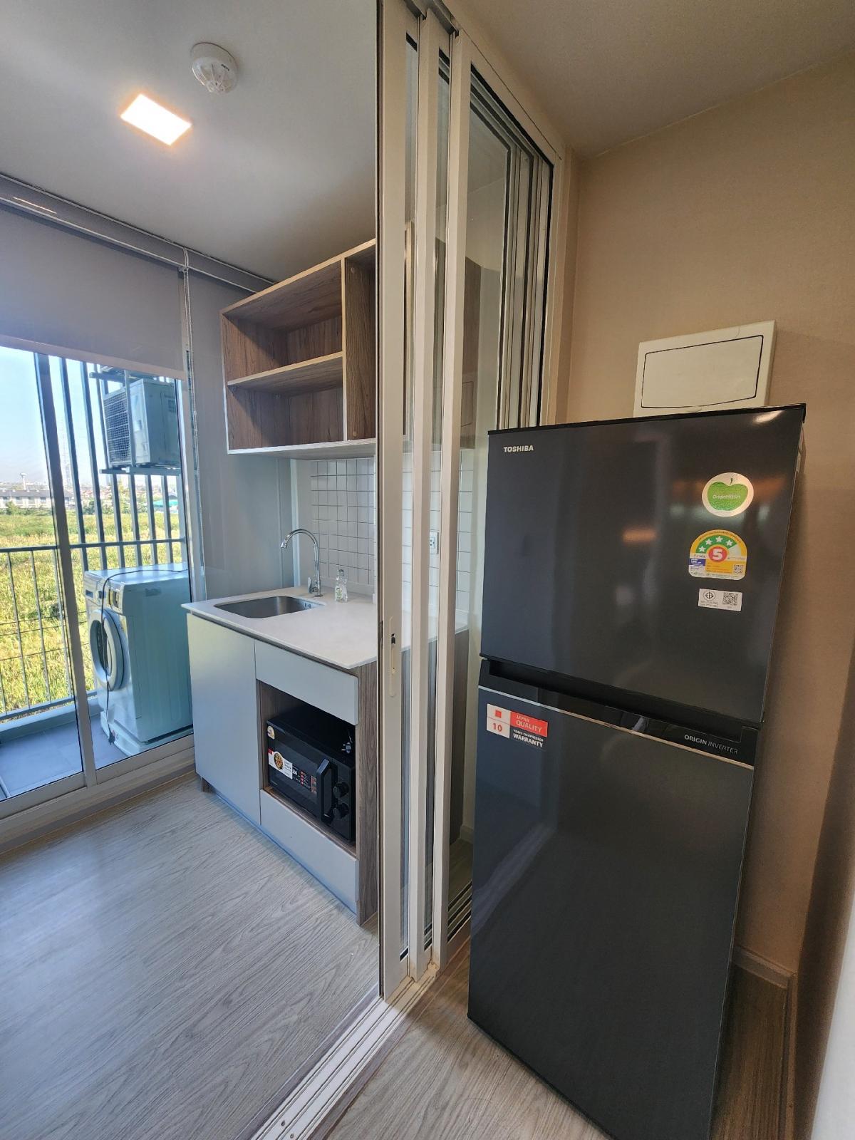 For RentCondoPathum Thani,Rangsit, Thammasat : 💎For rent Kave Island, separate kitchen, 14,000/month, corner room, Building F, 5th floor, area 29 sq m., built-in + decorative lights.