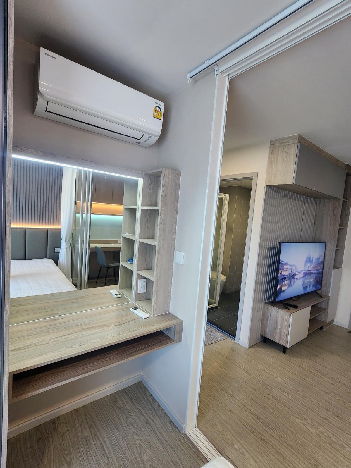 For RentCondoPathum Thani,Rangsit, Thammasat : 💎For rent Kave Island, separate kitchen, 14,000/month, corner room, Building F, 5th floor, area 29 sq m., built-in + decorative lights.