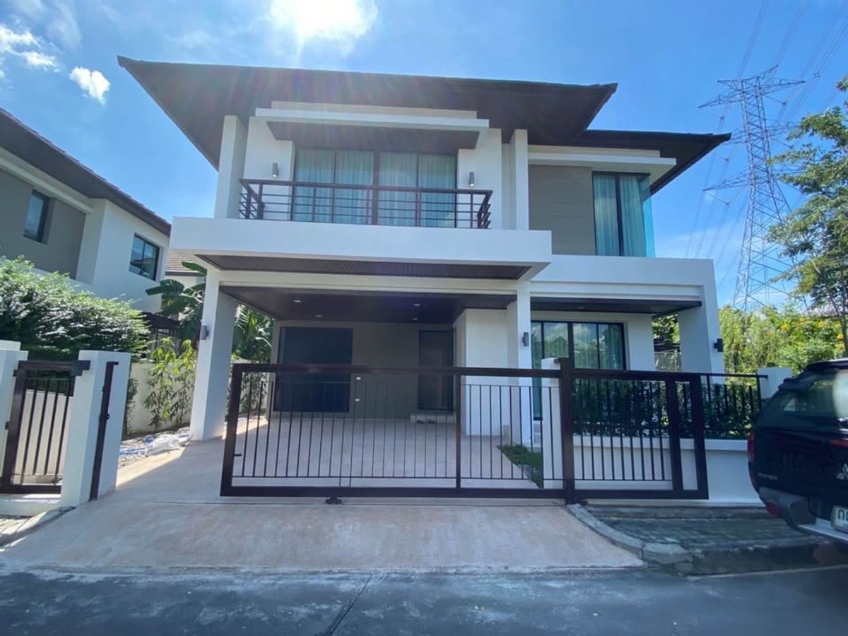For RentHouseLadkrabang, Suwannaphum Airport : HR3096 Single house for rent, corner house, next to the garden, cool breeze, Lake View Park Village (Lake View Park), near Mega Bangna.