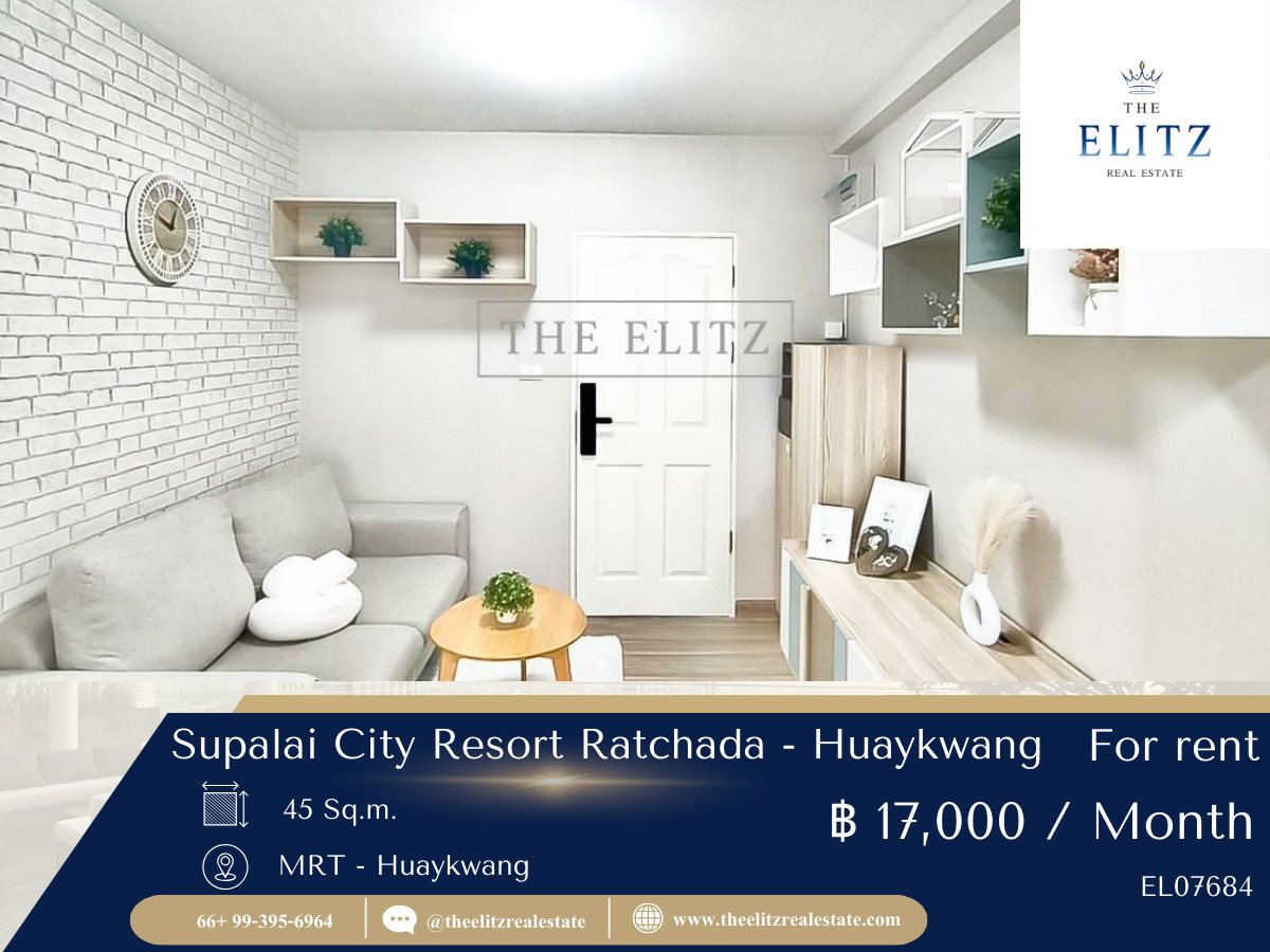 For RentCondoRatchadapisek, Huaikwang, Suttisan : ✨ Big, satisfying room at a low price Supalai City Resort Ratchada-Huai Khwang Ready to move in immediately 🎉