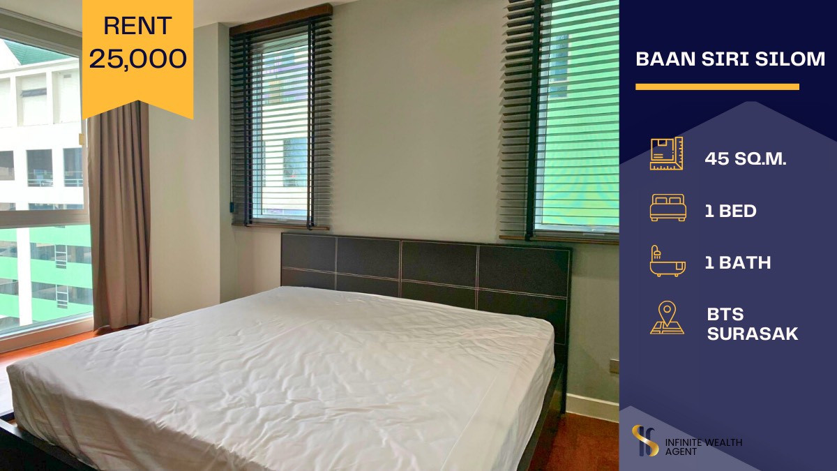For RentCondoSilom, Saladaeng, Bangrak : Condo for Rent at Baan Siri Silom ✨ 💸 Rental price: 25,000 THB/month 🛋️ Fully furnished with complete furniture and electrical appliances
