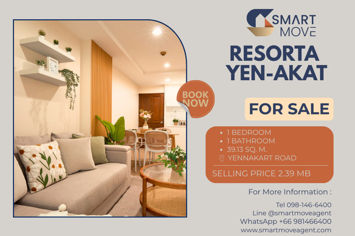 For SaleCondoSathorn, Narathiwat : 🔥 For Sale !! minimalist style !! 🔥 Code C20251200041..........Resorta Yen-Akat, 1 bedroom, 1 bathroom, furnished, Special Deal!! 📣📣