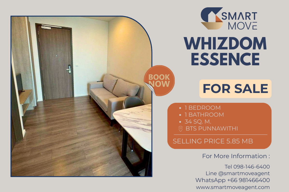 ขายคอนโดอ่อนนุช อุดมสุข : 🔥 สำหรับขาย !!ชั้นสูง 39++, ห้องอยู่ทางทิศเหนือ, ทำเลดี, ครัวปิด, ส่วนกลางอลังการ!! 🔥 Code C20251200033..........Whizdom Essence, 1 ห้องนอน, 1 ห้องน้ำ, แต่งครบ, ราคาพิเศษ!!📣📣