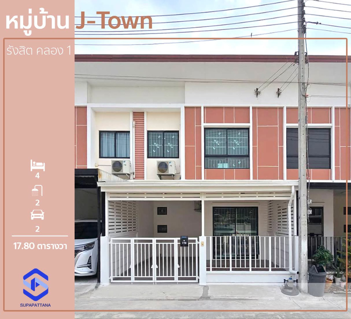For SaleTownhomePathum Thani,Rangsit, Thammasat : Townhome project J Town 1 Rangsit-Khlong 1, new condition, cheapest in the project.