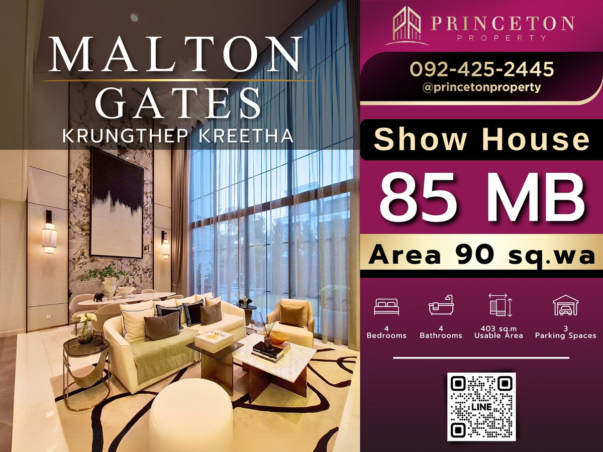 For SaleHousePattanakan, Srinakarin : For Sale: Luxurious 3-Story Show Home Malton Gates Krungthep Kreetha 📞092-4252445