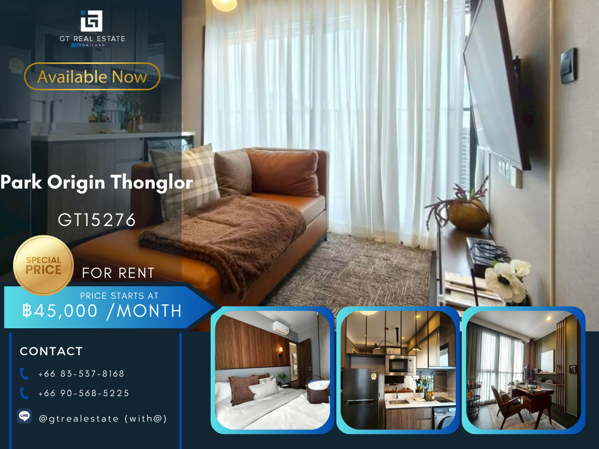 For RentCondoSukhumvit, Asoke, Thonglor : Park Origin Thonglor Condo, convenient travel, close to BTS, has a shuttle, beautifully decorated room, fully furnished, ready to move in!!