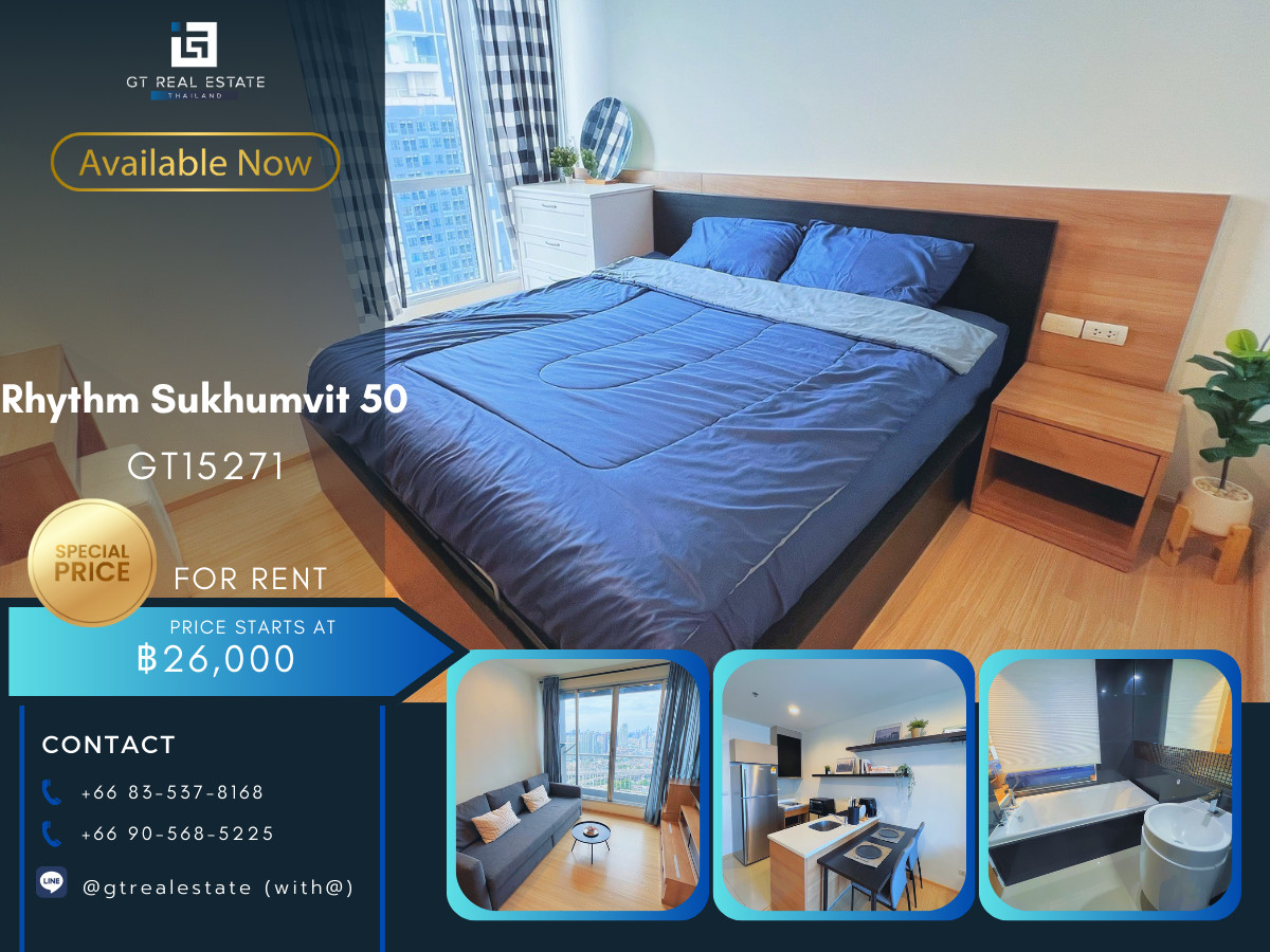 For RentCondoOnnut, Udomsuk : Condo Rhythm Sukhumvit 50, convenient travel, near BTS, there is a shuttle, beautiful room, fully furnished, ready to move in!!