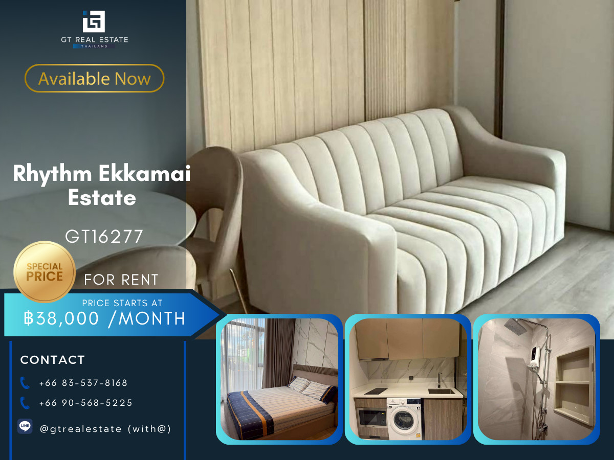 For RentCondoSukhumvit, Asoke, Thonglor : ✨ GT16277 | Condo Rhythm Ekkamai Estate, convenient travel, near BTS, there is a shuttle, beautiful room, fully furnished. Ready to move in!!