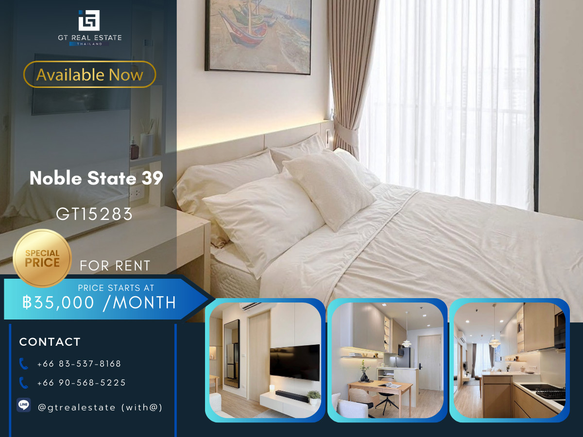 For RentCondoSukhumvit, Asoke, Thonglor : Condo Noble State 39, convenient travel, has a shuttle, near the BTS Skytrain, beautifully decorated room, fully furnished. Ready to move in!!