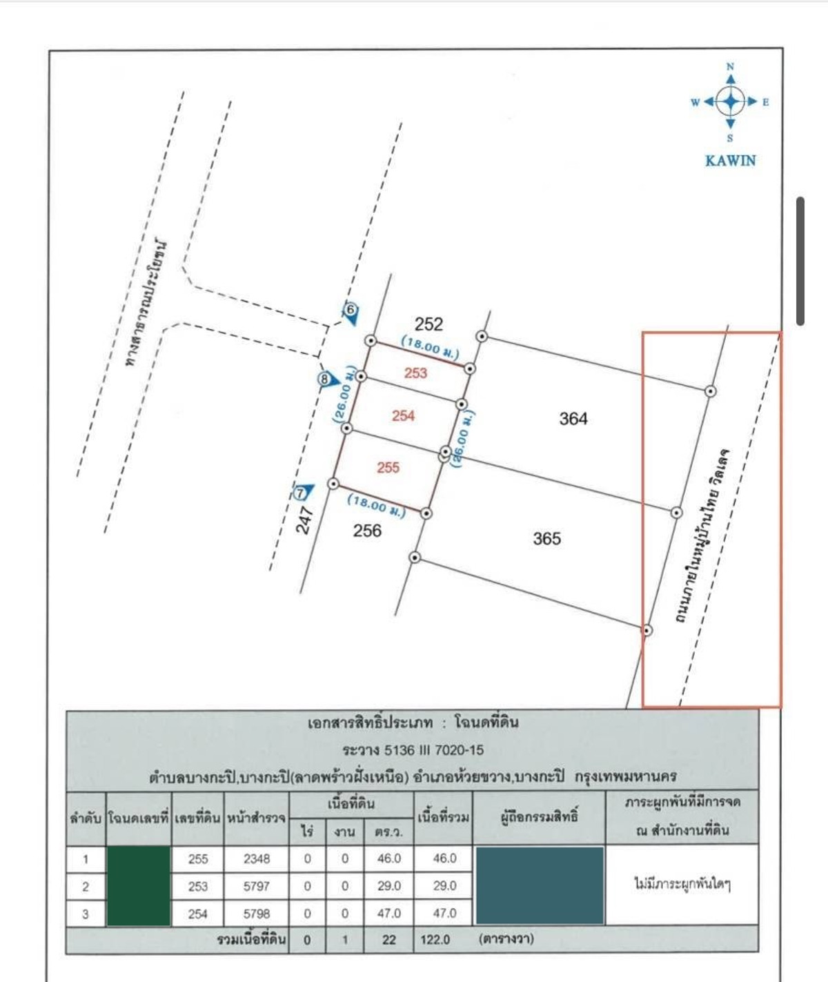 ขายที่ดินพระราม 9 เพชรบุรีตัดใหม่ RCA : ขายที่ดินเปล่า 122 ตรว. 25 ล้าน ซอยศูนย์วิจัย เพชรบุรี 47  หมู่บ้านเปรมฤทัย 
