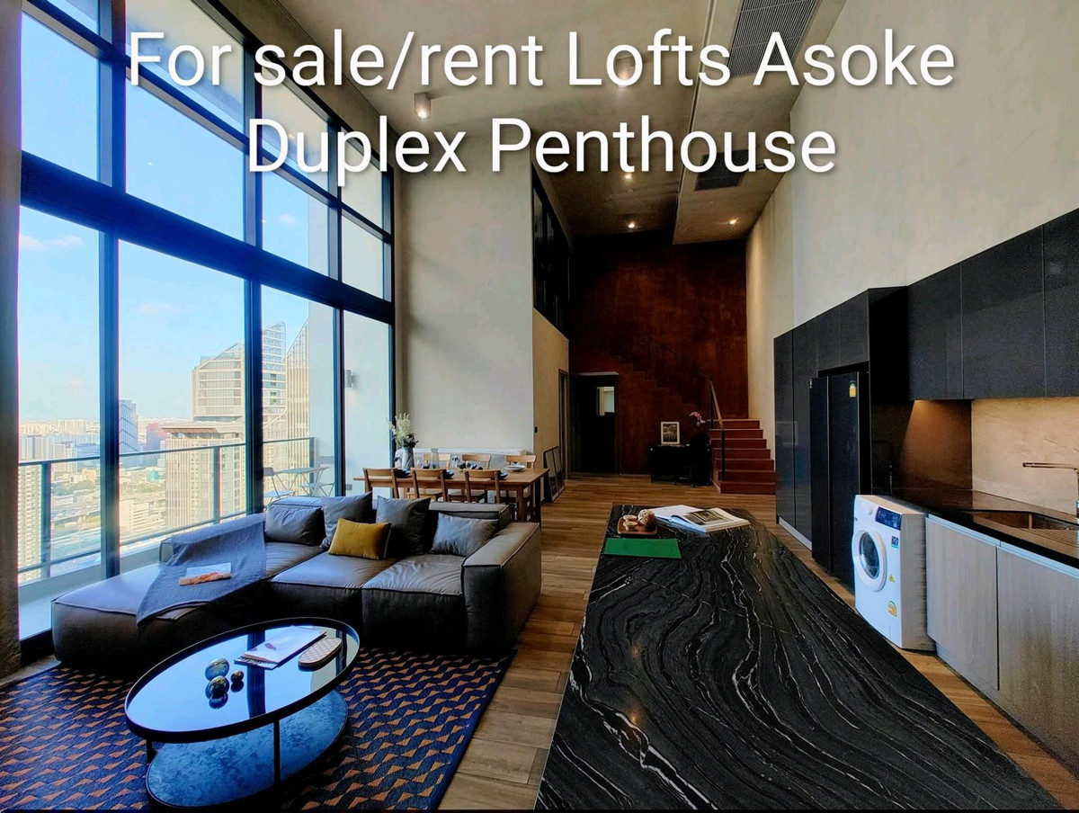 ให้เช่าคอนโดสุขุมวิท อโศก ทองหล่อ : 💎THE LOFTS Asoke 💎Duplex Penthouse 3 bed 130 sqm clear view rent 130,000 THB/month KIM คิม 𝗟𝗜𝗡𝗘:𝗺𝗶𝗿𝗮𝗴𝗲𝗿𝗶𝗰𝗵𝗰𝗼𝗻𝗱𝗼 Tel: 𝟬𝟲𝟲-𝟬𝟮𝟬-𝟴𝟬𝟭𝟯, 0842914701 