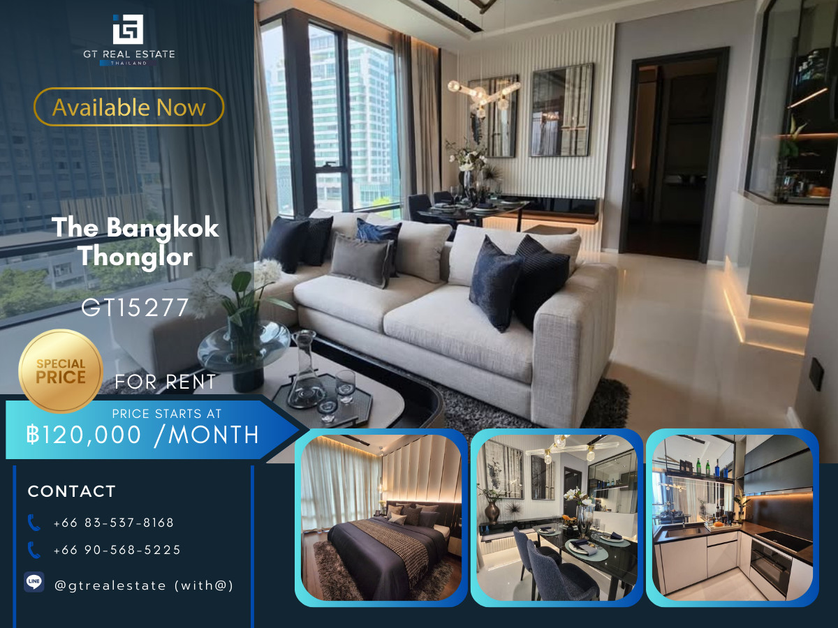 For RentCondoSukhumvit, Asoke, Thonglor : Luxury condo at The Bangkok Thonglor, convenient travel, close to BTS, shuttle available, very beautiful room, fully furnished, ready to move in!