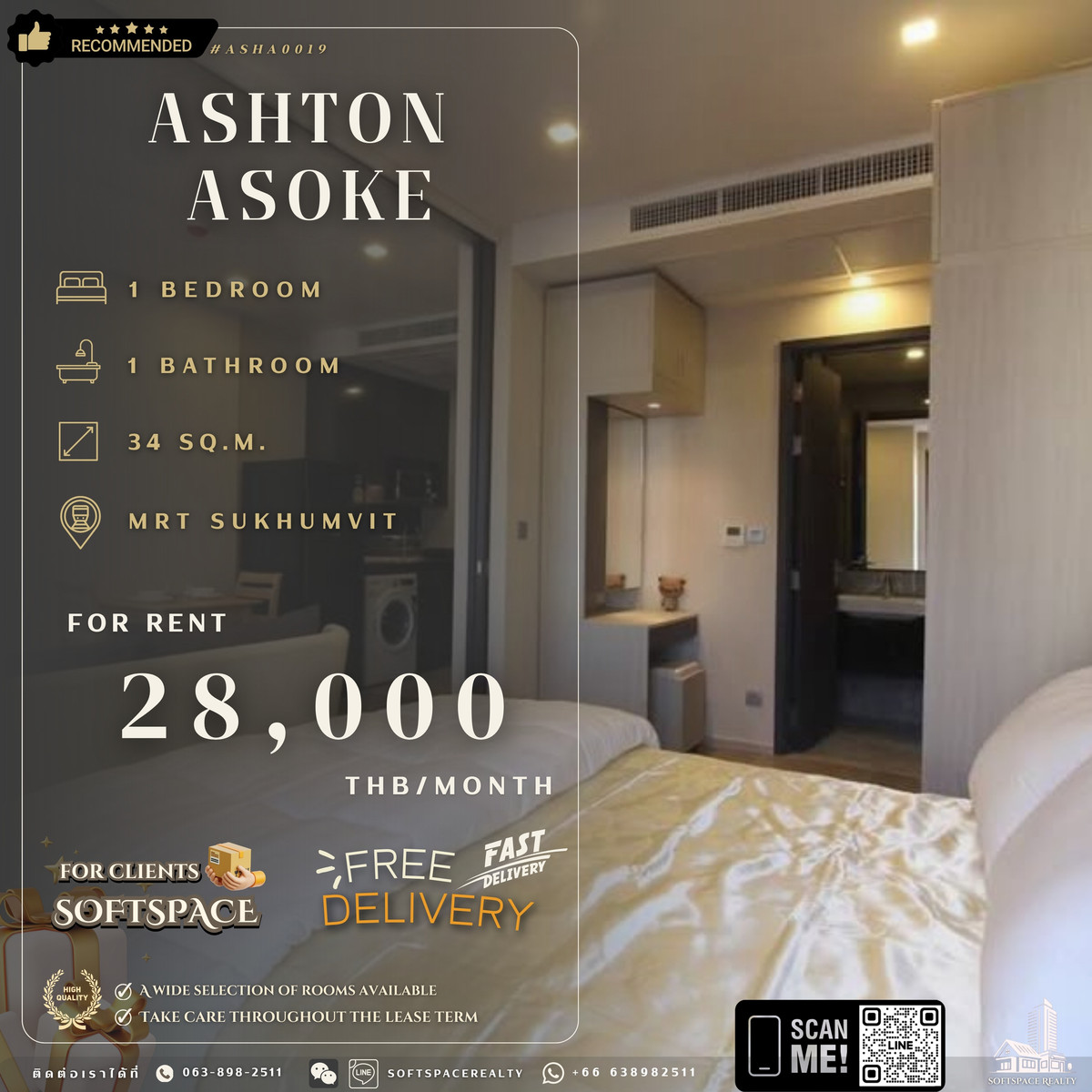 ให้เช่าคอนโดสุขุมวิท อโศก ทองหล่อ : 🤎⭐️ Choose Your Ideal Unit – ASHTON ASOKE 28K – Contact Us! ⭐️🤎
