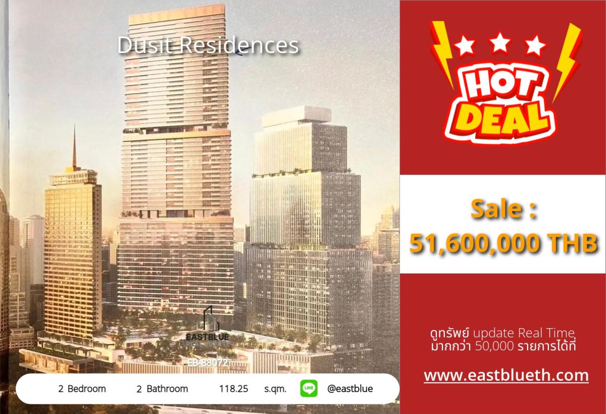 For SaleCondoSilom, Saladaeng, Bangrak : Luxury 2-Bed Dusit Residences near BTS Silom
Large 118 sq.m. Price 51.6 million with complete amenities!