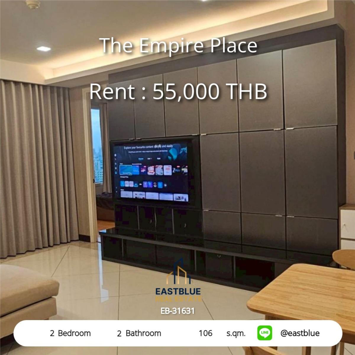 For RentCondoSathorn, Narathiwat : 2 Bedroom Condo Near BTS Chong Nonsi | The Empire Place 106 sqm
Luxury Facilities & Prime Location - Rent 55,000 THB/Month!