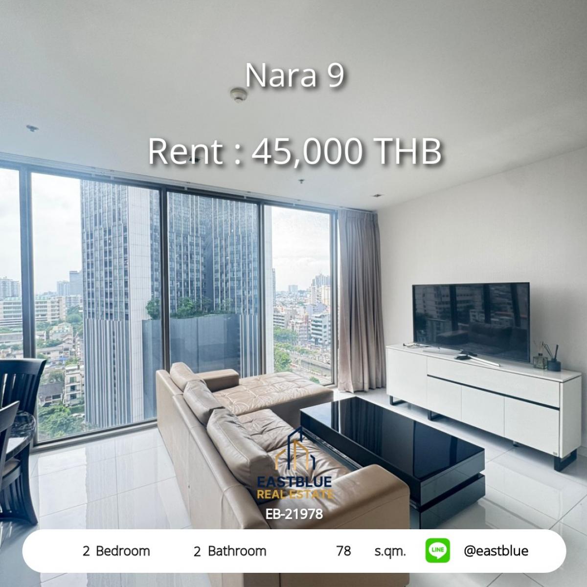 For RentCondoSathorn, Narathiwat : Luxury 2 Bed Condo @Nara 9 near Chong Nonsi BTS
with swimming pool, fitness center, and sky garden for only 45,000 THB/month!