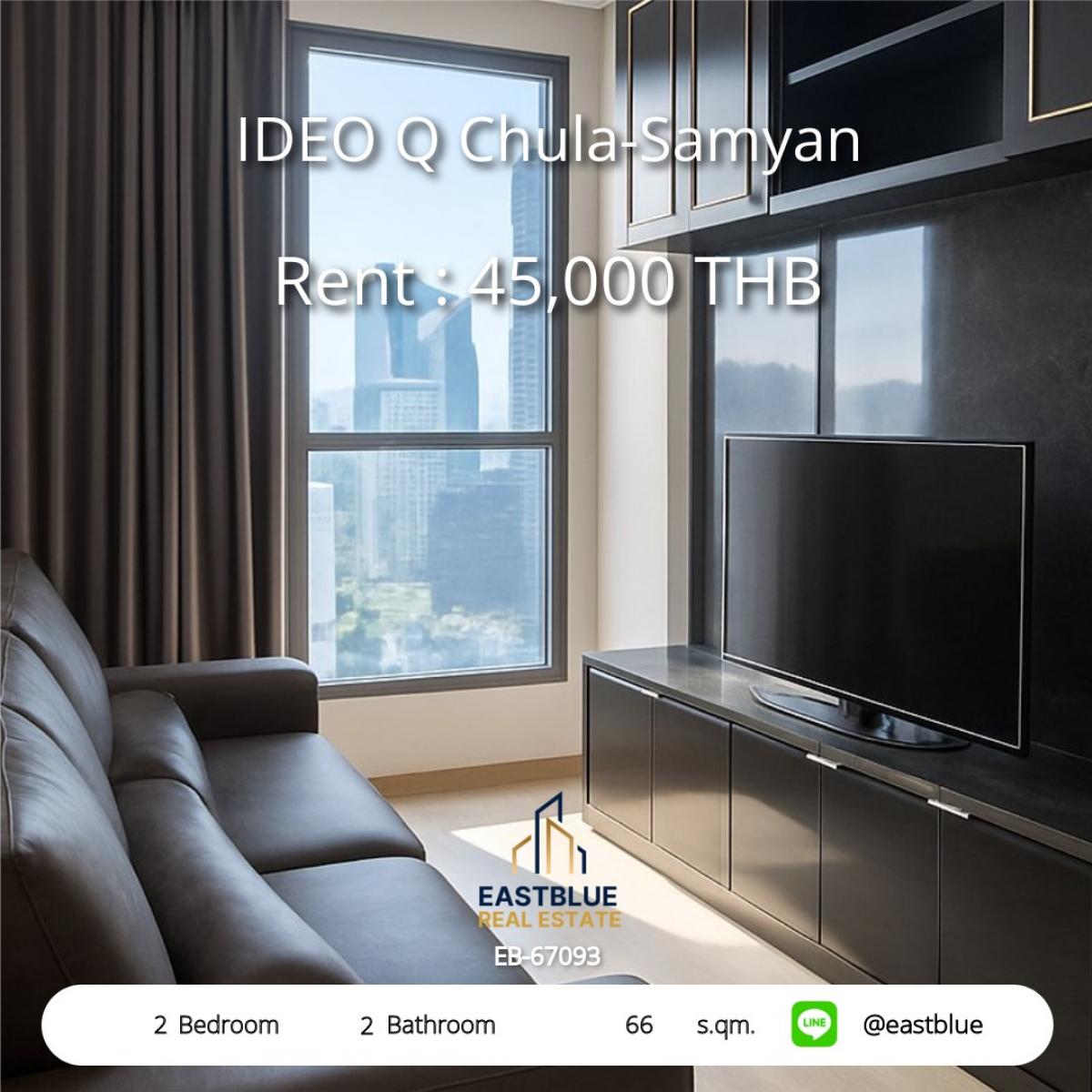 For RentCondoSiam Paragon ,Chulalongkorn,Samyan : Rent a condo IDEO Q Chula-Samyan, 2 bedrooms, near MRT Samyan
Fully equipped with everything: swimming pool, fitness, for only 45,000 Baht/month!