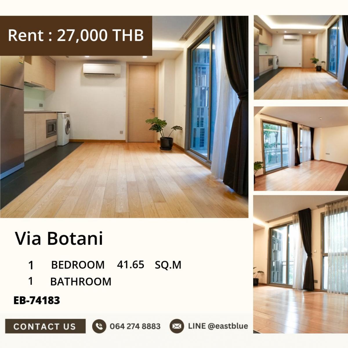 ให้เช่าคอนโดสุขุมวิท อโศก ทองหล่อ : 07/03/2026, ห้องสวยพร้อมอยู่! 1 ห้องนอน Via Botani ใกล้ BTS ทองหล่อ 
เช่าราคาเพียง 27,000 บาท/เดือน สะดวกสบายครบครันทุกไลฟ์สไตล์!