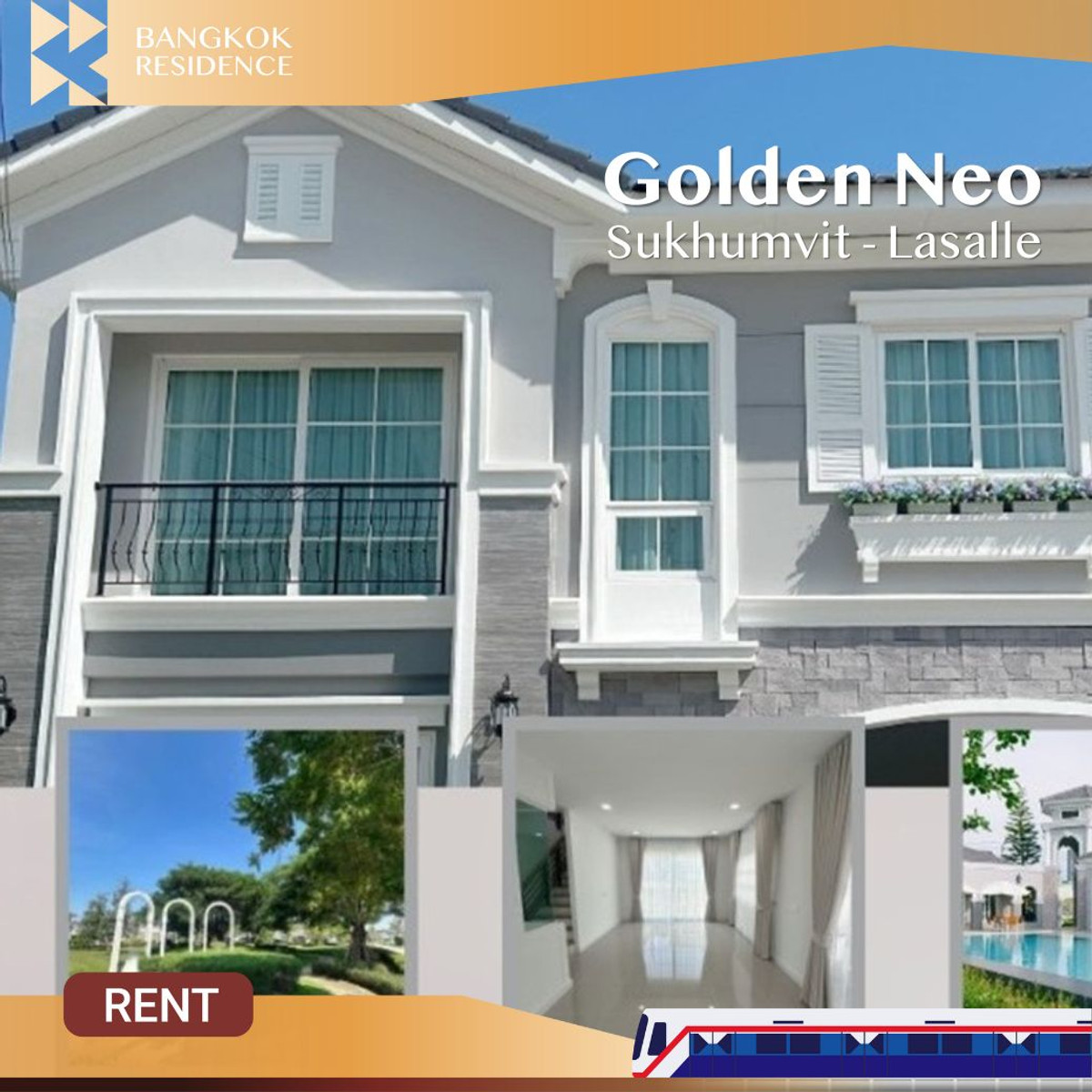 ให้เช่าทาวน์โฮมสมุทรปราการ สำโรง :  Golden Neo Sukhumvit - Lasalle 🏡 บ้านใหม่ ใกล้ BTS สำโรง 