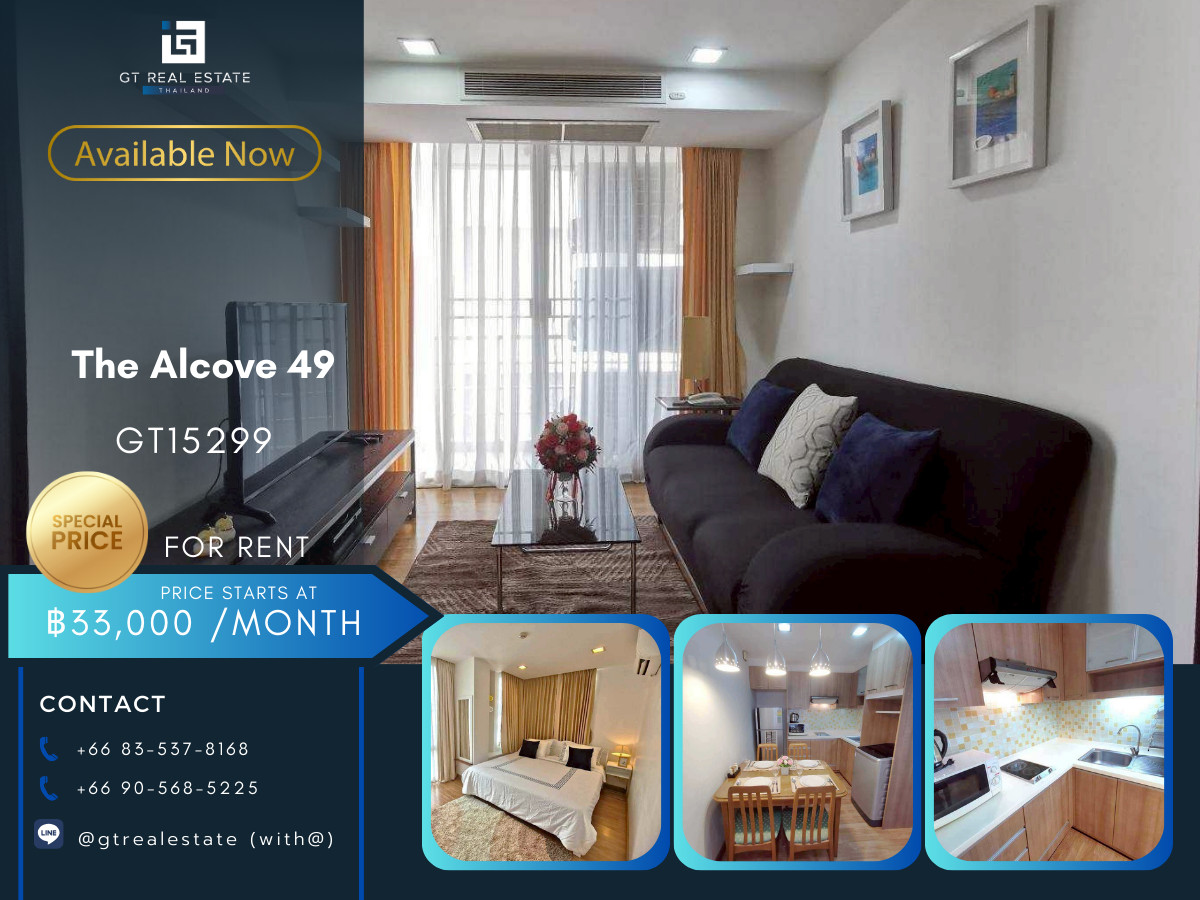 For RentCondoSukhumvit, Asoke, Thonglor : Condo The Alcove 49, convenient travel, close to BTS, has a shuttle, fully furnished, ready to move in.