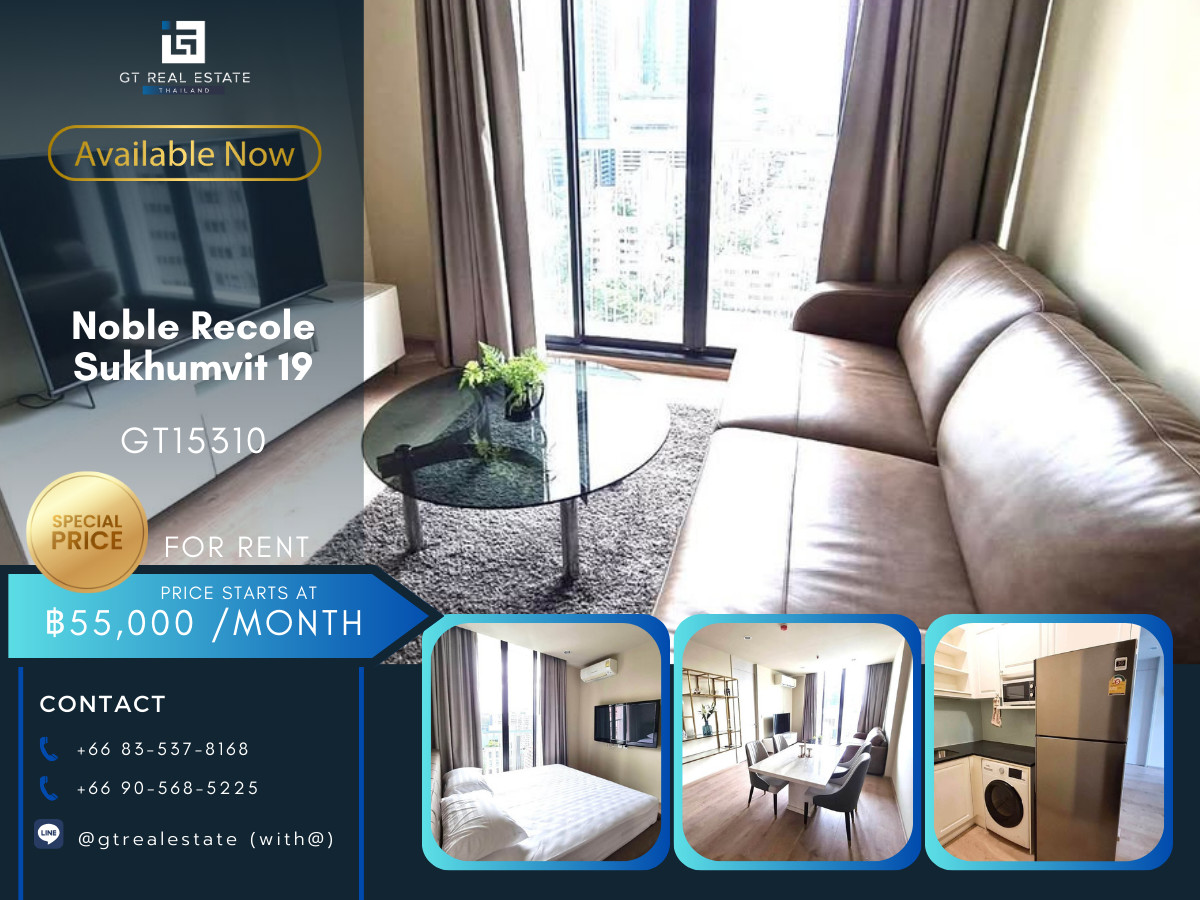 For RentCondoSukhumvit, Asoke, Thonglor : Condo Noble Recole Sukhumvit 19, convenient travel, close to BTS, has a shuttle, fully furnished, ready to move in!!