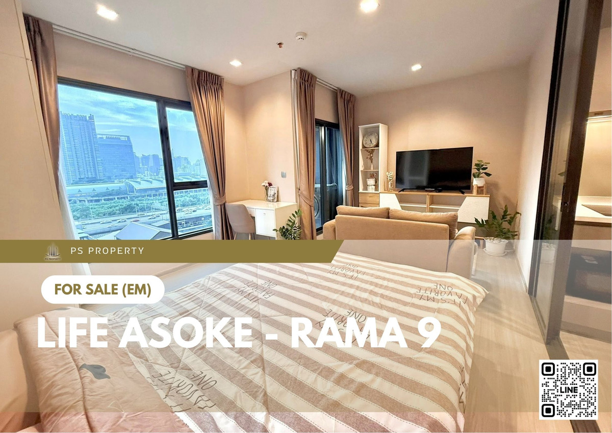 For SaleCondoRama9, Petchburi, RCA : Urgent Sale ✨ Life Asoke - Rama 9 ✨ South-facing, good ventilation, unobstructed view, beautifully decorated in minimalist style, fully furnished with appliances.
