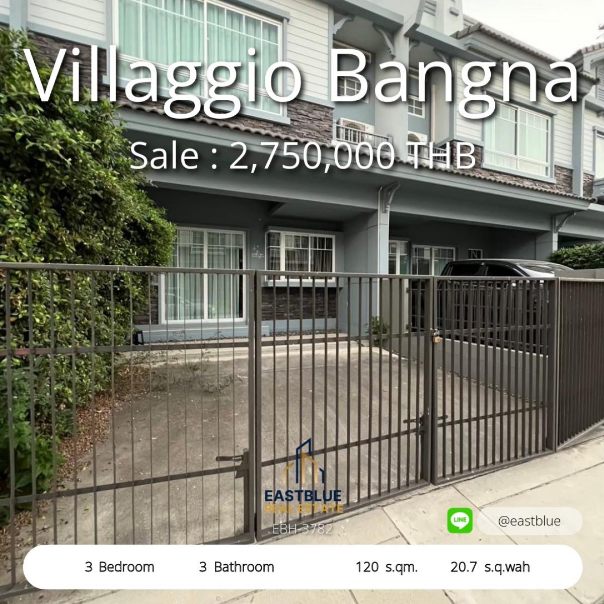 For SaleTownhomeSamut Prakan,Samrong : Townhome, 3 bedrooms, 3 bathrooms, ready to move in, close to the community, good price starting at 2.75 million baht. Cheap rental for only 10,000 baht/month, area width 120 sq m., on land 20.7 sq m.