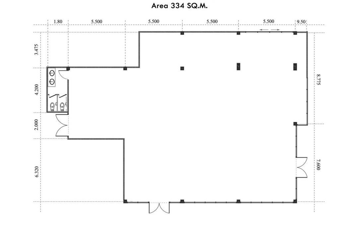 For RentRetail SpaceSukhumvit, Asoke, Thonglor : Rental space 334 square meters, ground floor G, Asoke, Sukhumvit area, near MRT and BTS, office areas, foreign workers, and shopping centers | Good location, has parking.