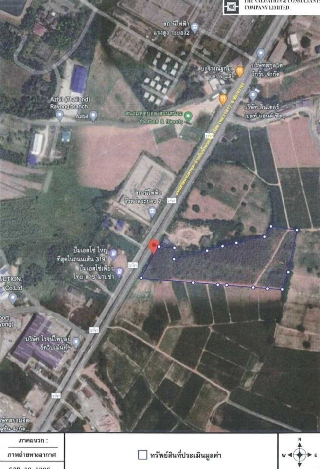 For RentLandRayong : Land for rent, 21 rai 23.60 sq.wa, located on Map Ta Phut Road, near Rayong train station.