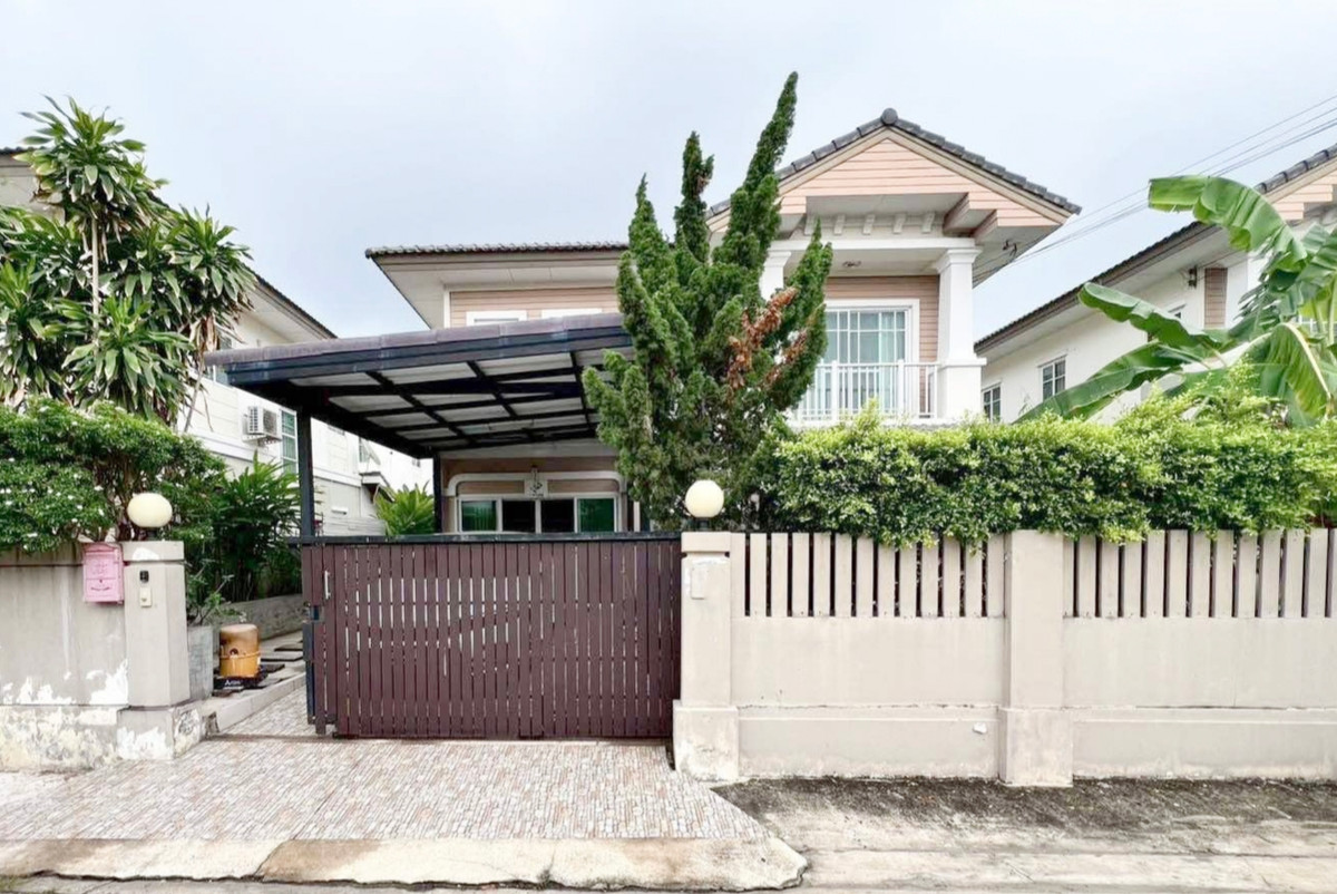 For RentHouseNawamin, Ramindra : For rent, 2-story detached house, Passorn Village 19, Watcharapol-Wongwaen, area 50.6 sq m., 3 bedrooms, 2 bathrooms, additional parking roof and side space, ready to move in.